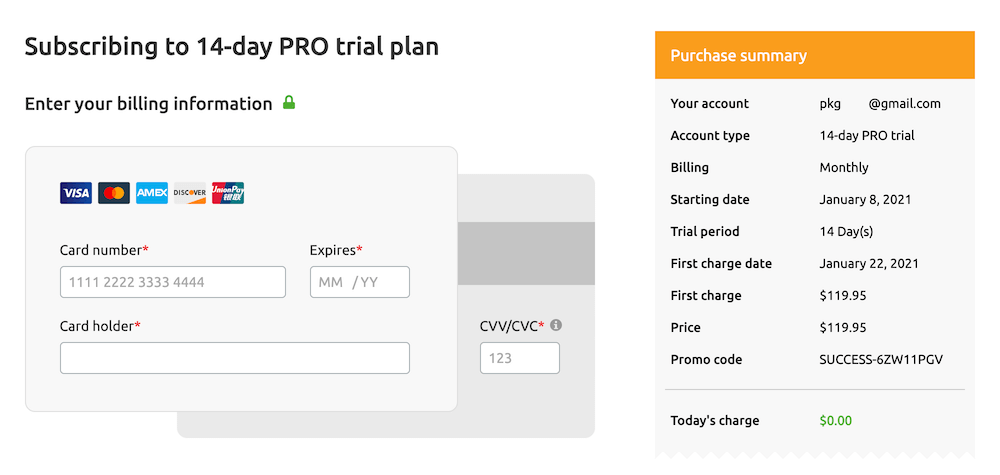 SEMrush 14-Day PRO Trial Plan Summary