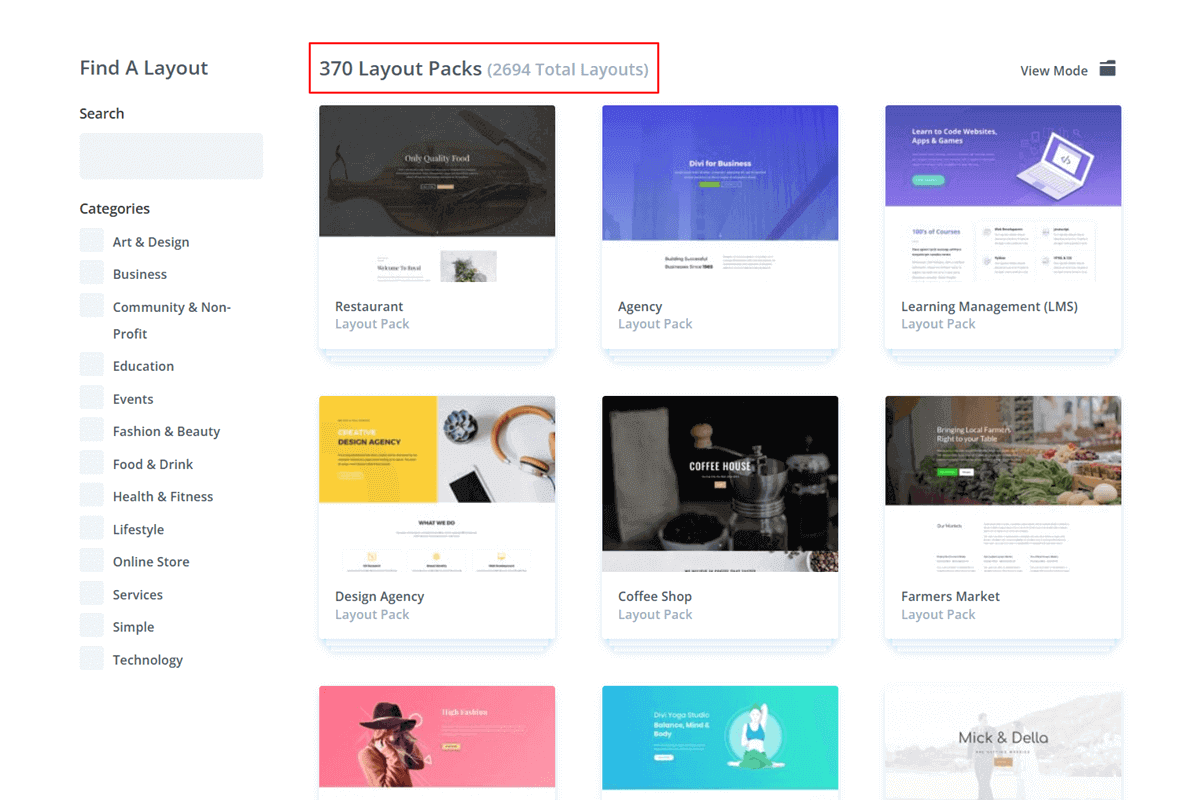 Divi Layouts by Elegant Themes