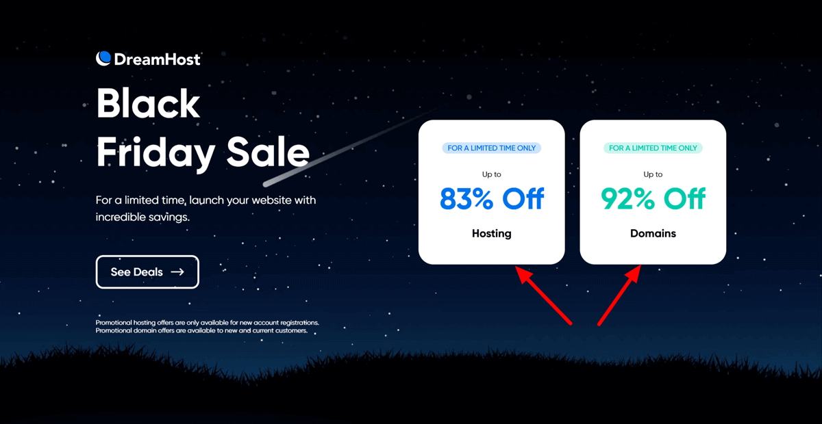 DreamHost Black Friday Sales 2025 Up to 92% Off Domains and 83% Off Hosting Plans