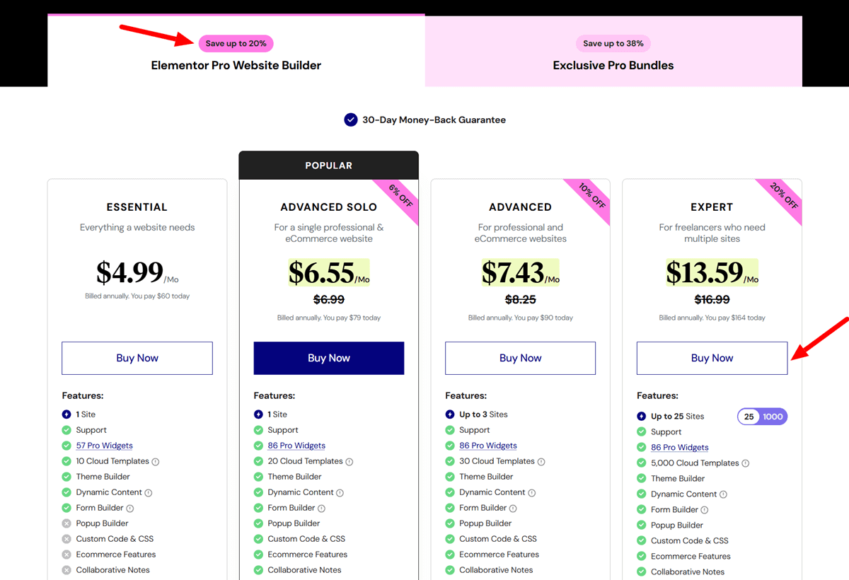 Elementor 2025 Black Friday Deals Pricing