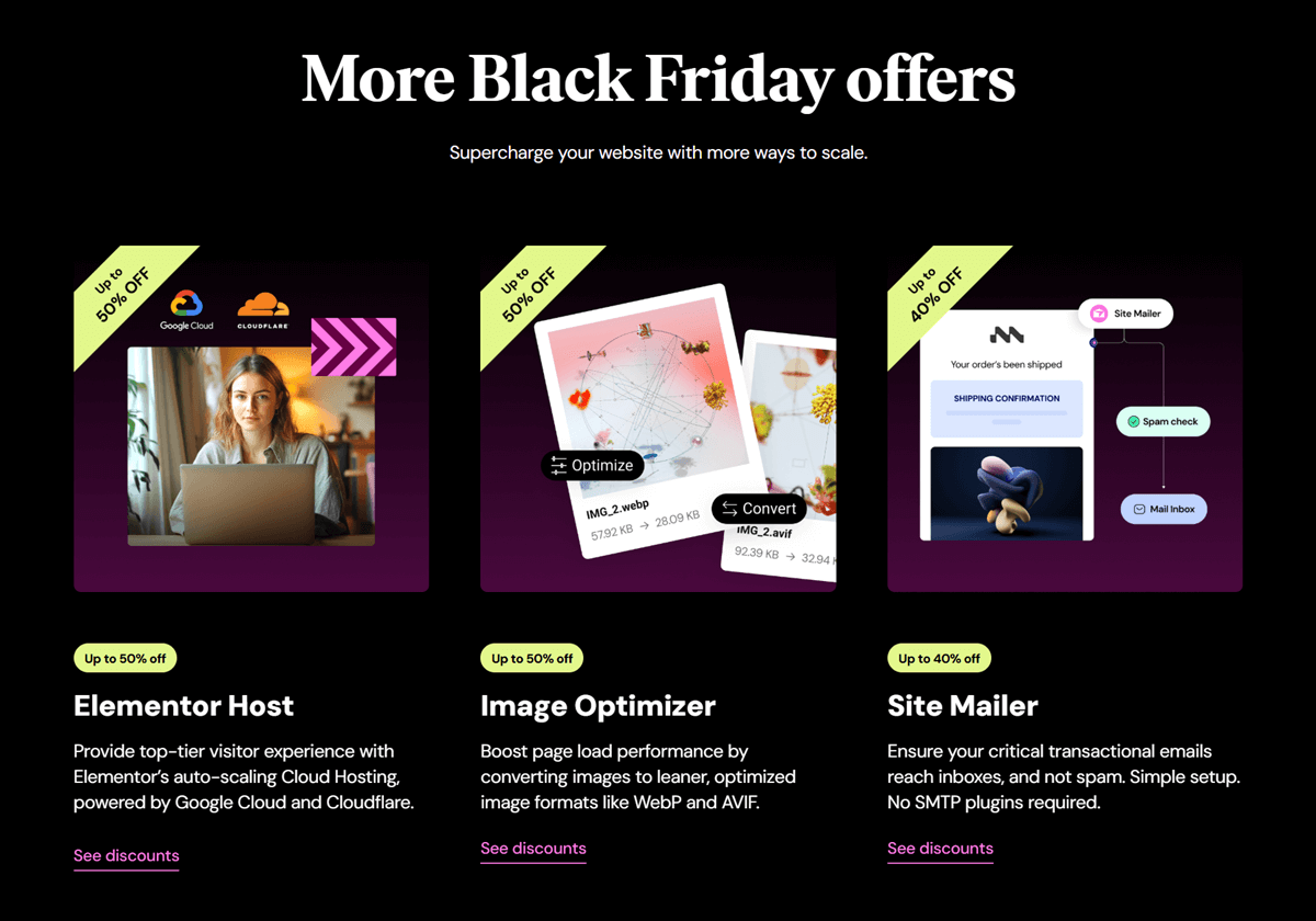 Elementor 2025 Black Friday Deals on Additional Products