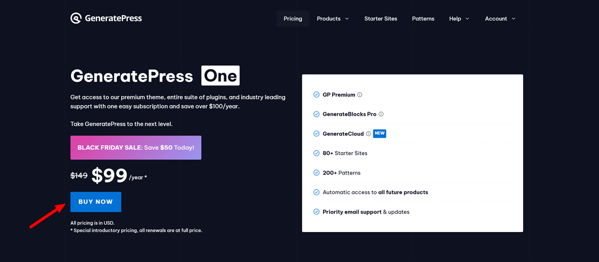 GeneratePress Black Friday 2025 GeneratePress One Pricing: Get Up to $50 Off