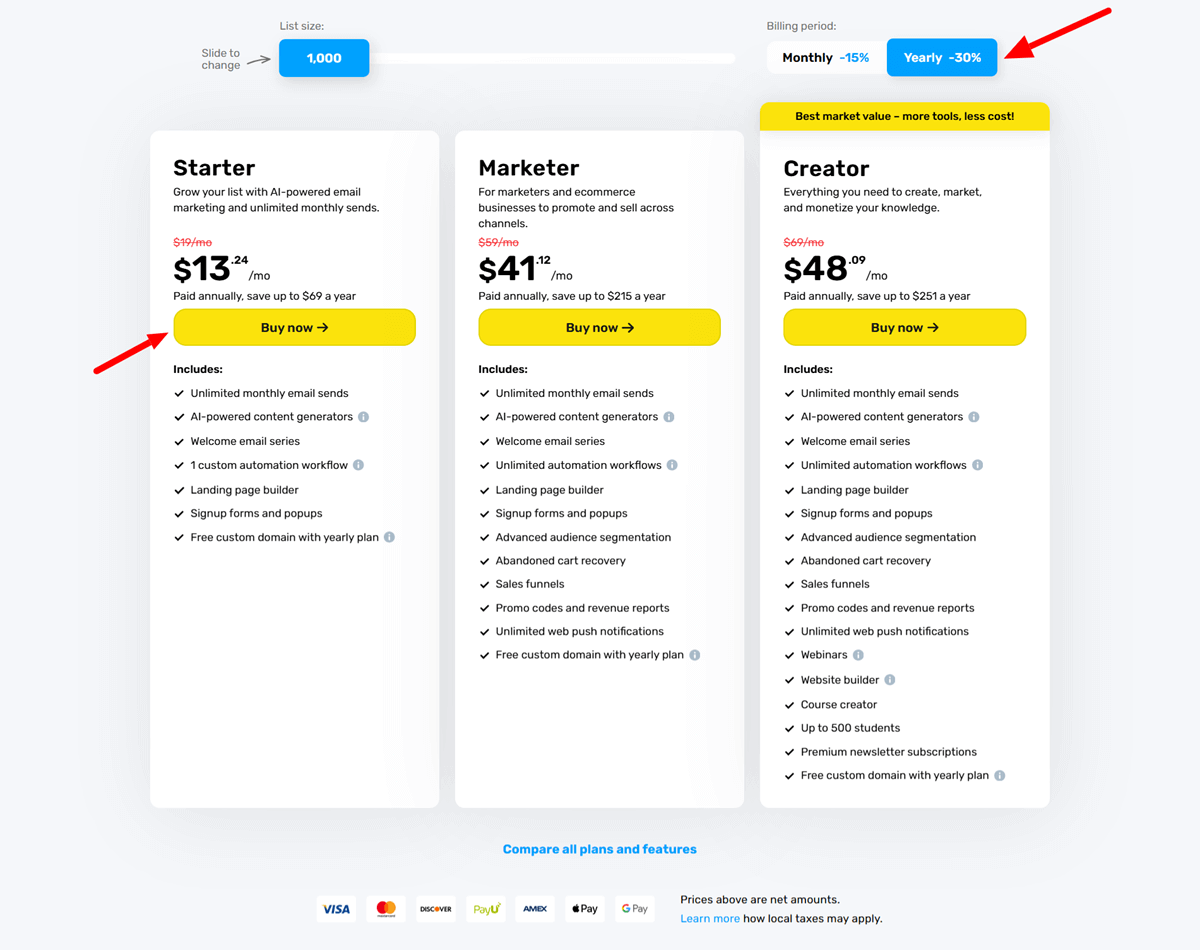 GetResponse Black Friday Pricing Plans