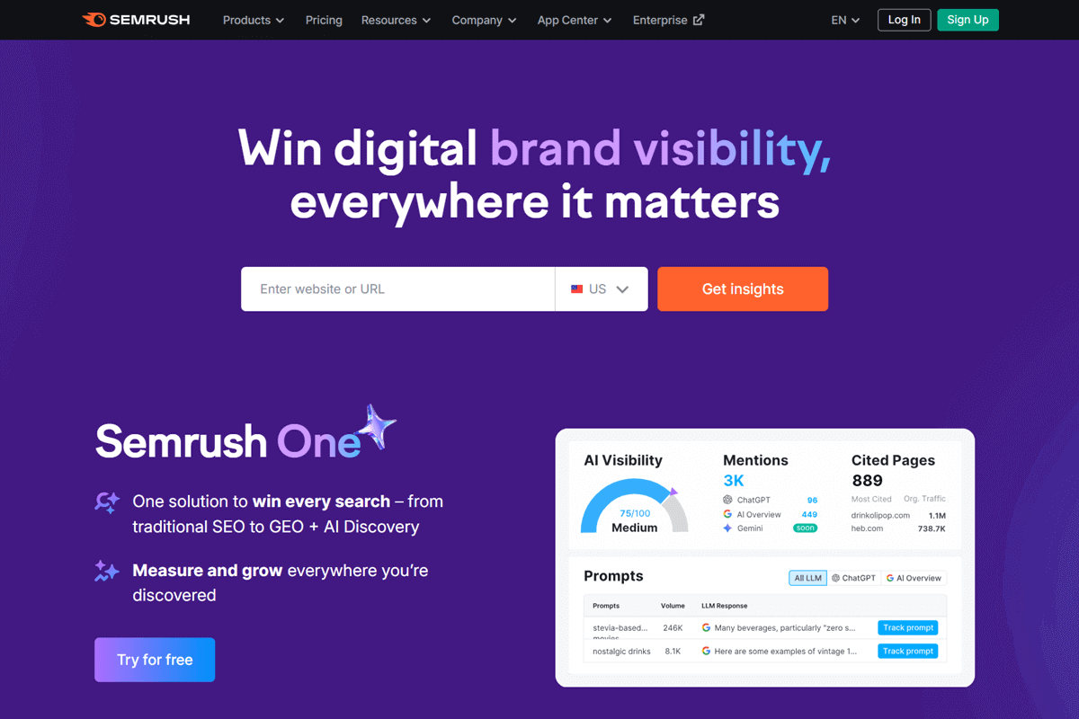 Semrush SEO GEO AI Marketing Tools to Grow Your Business