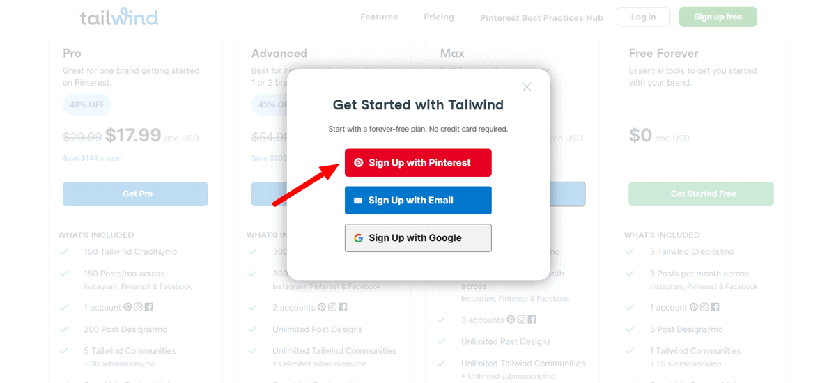 Tailwind Sign up Pop-up