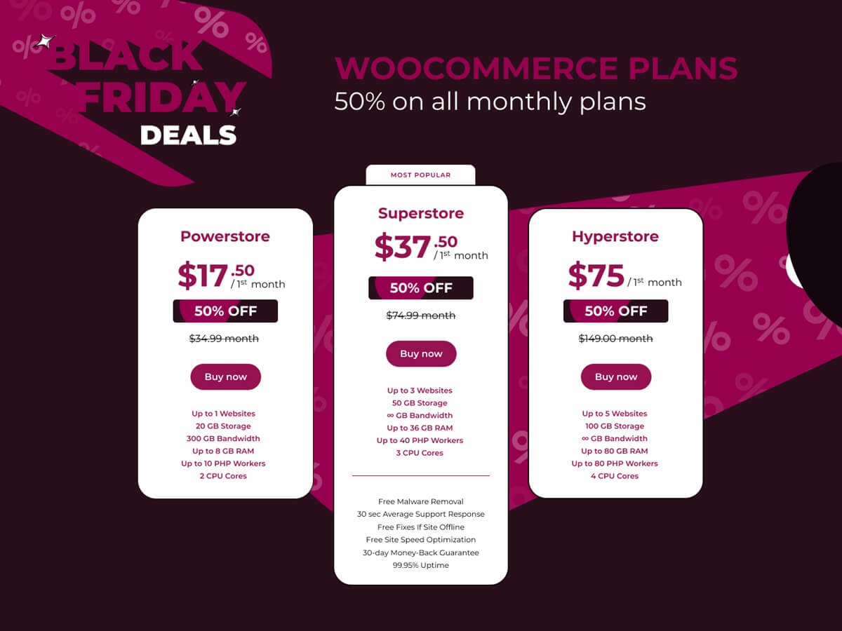 WPX Black Friday WooCommerce 50 Percentage Discount on all monthly plans