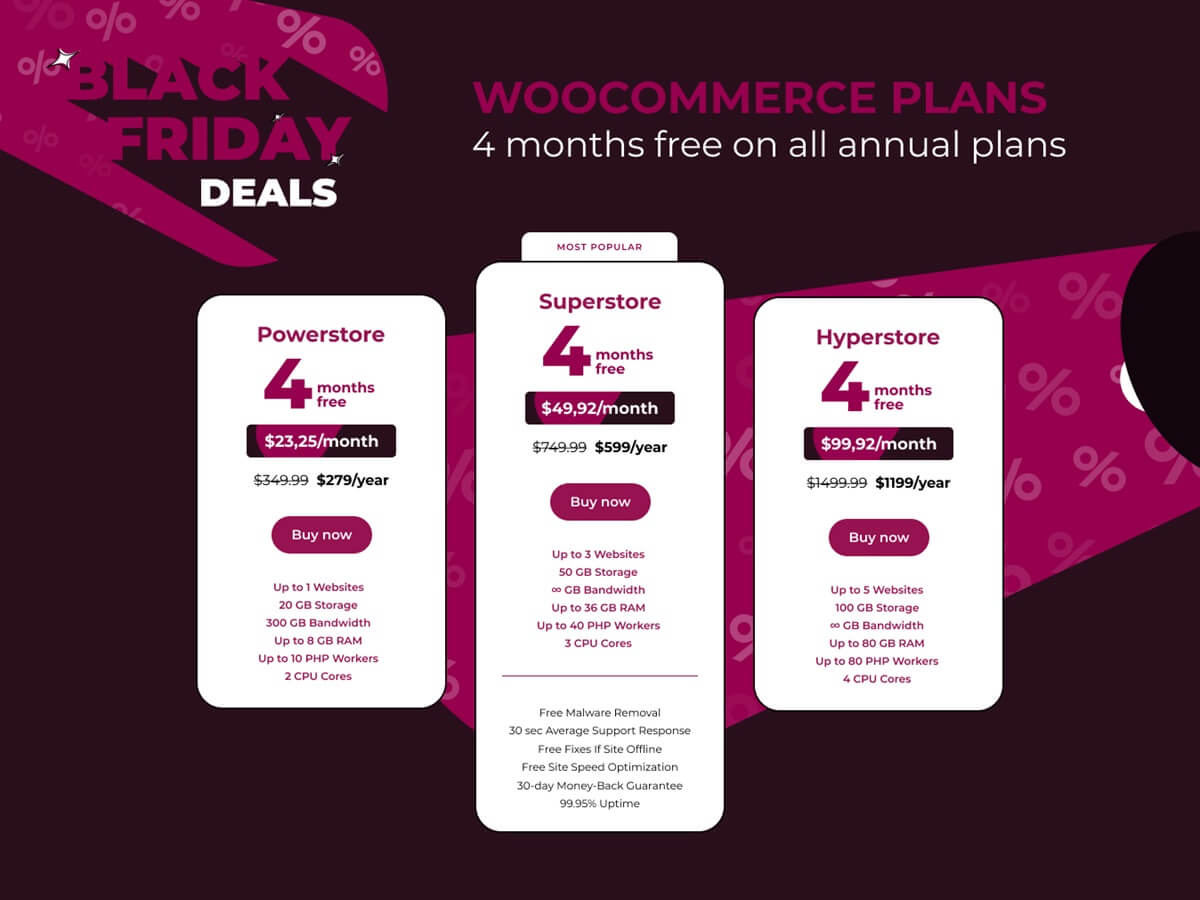 WPX Black Friday WooCommerce annual plans 4 months free