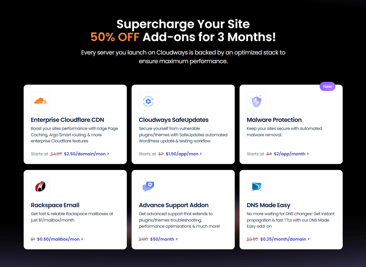 Cloudways Black Friday Pricing for Add-Ons