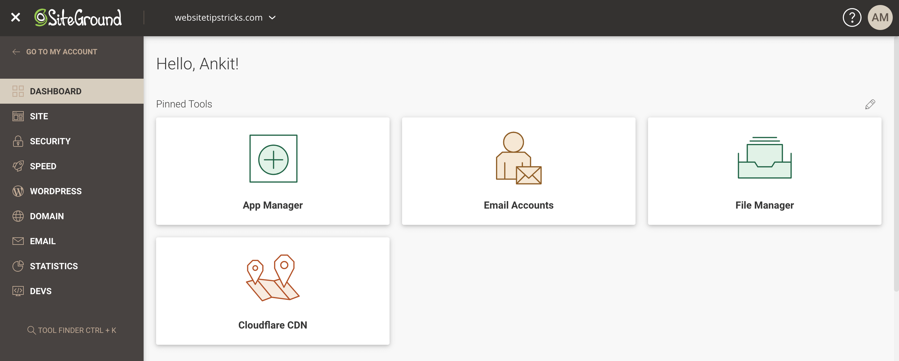 SiteGround Control Panel