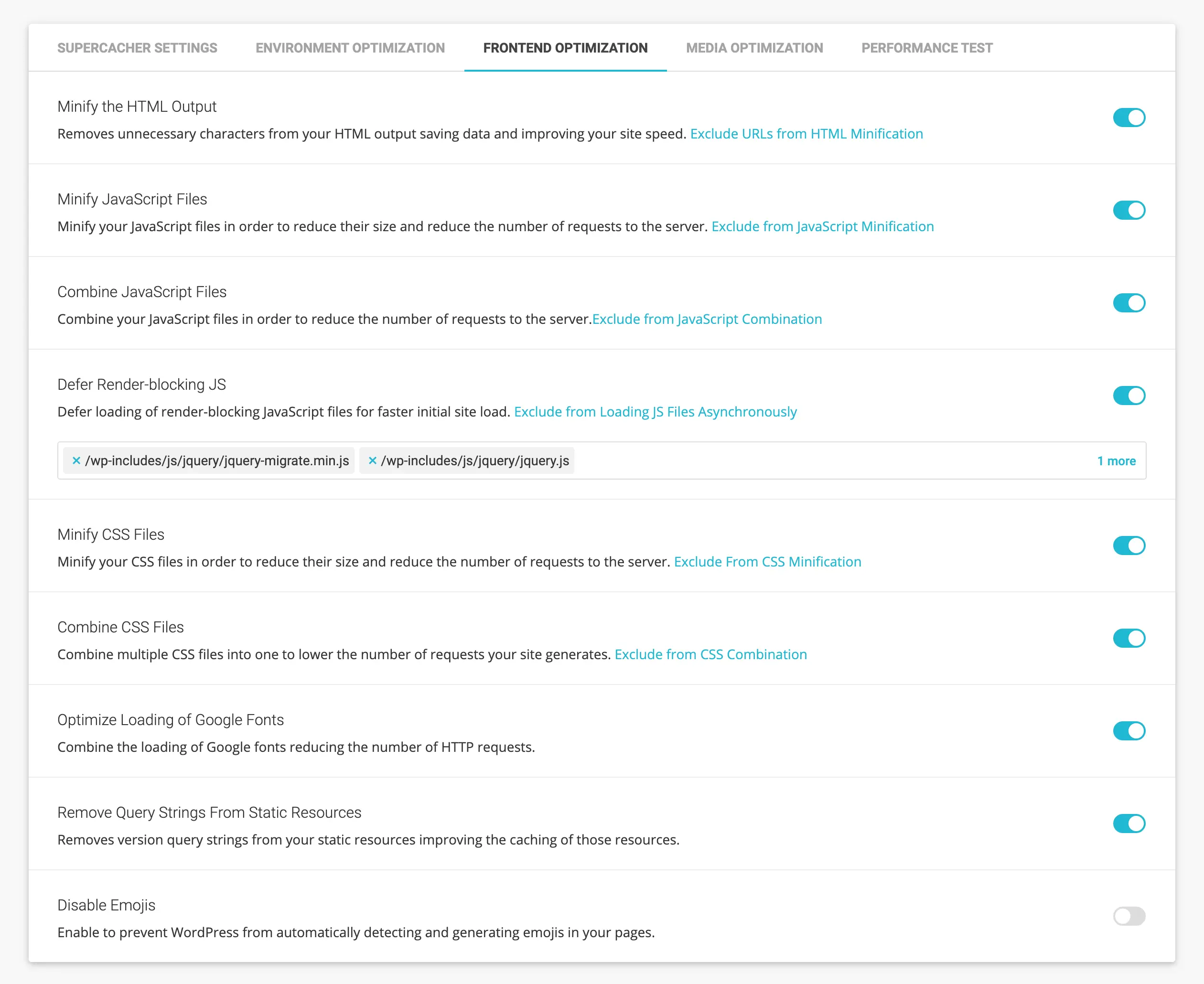 SG Optimizer Frontend Optimization