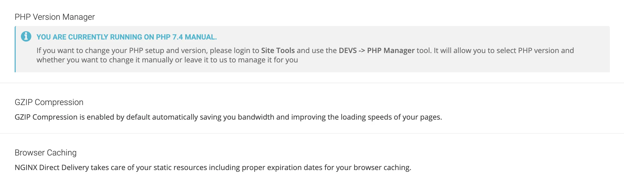 SG Optimizer PHP Version Manager Gzip Compression Browser Caching