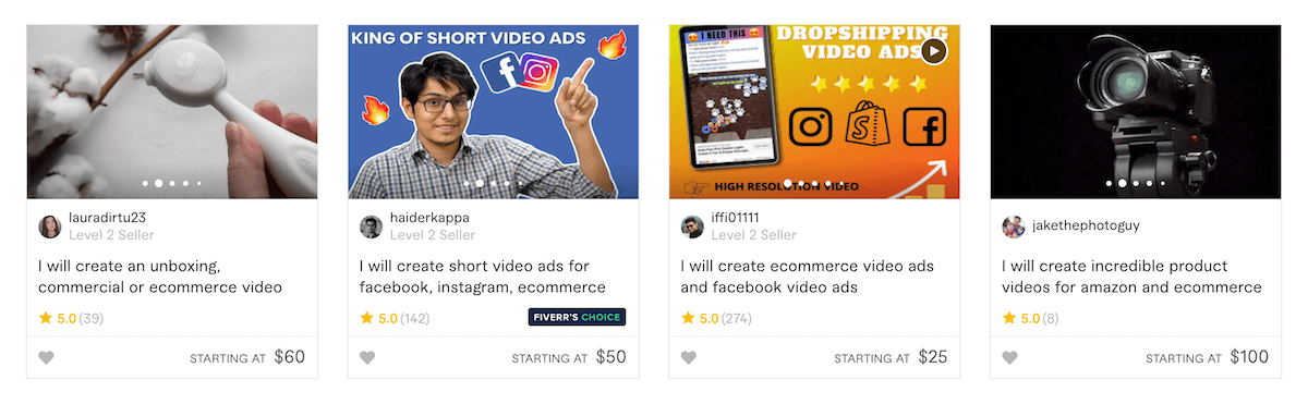 Fiverr Ecommerce Video Gigs