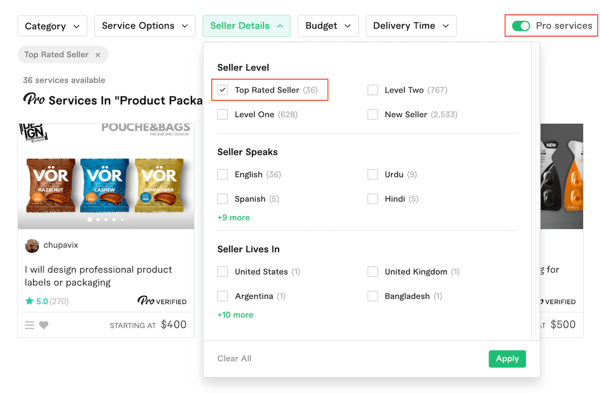 Fiverr Pro and Top Rated Sellers