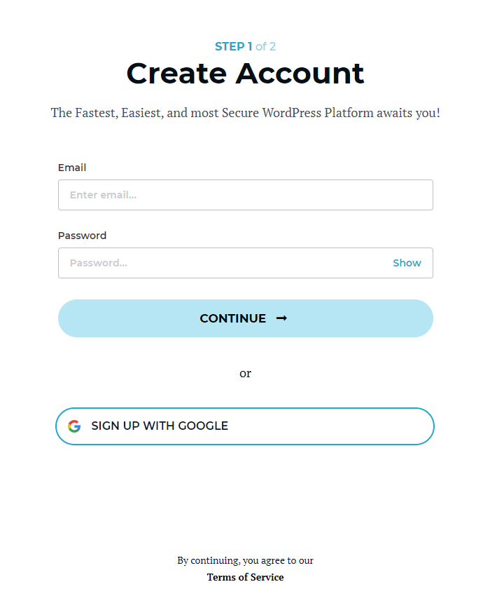 Rocket.net Create Account