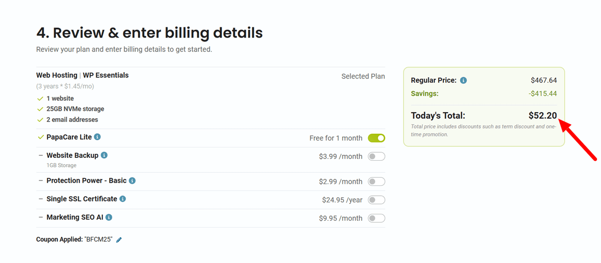 HostPapa Black Friday Deals 2025 Review Your Cart