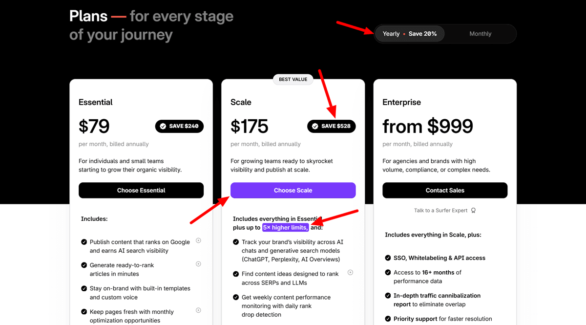 Surfer Black Friday Pricing, Surfer Pricing Plans