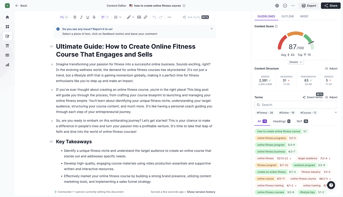 Surfer Content Editor