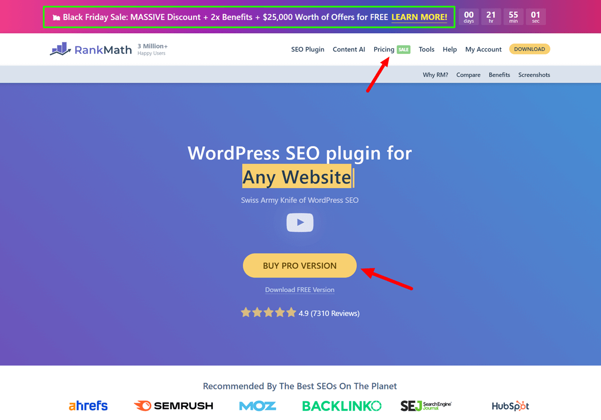 The No 1 WordPress SEO Plugin Rank Math Black Friday Deals Sales Page