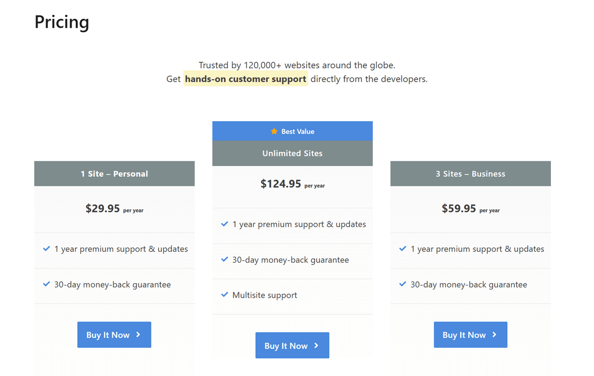 Perfmatters Black Friday Pricing Plans