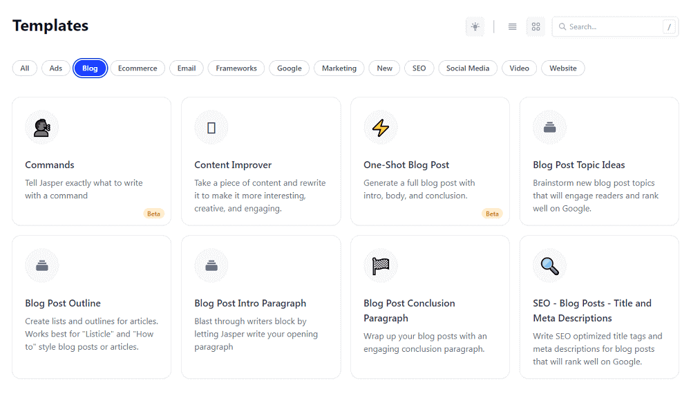 Jasper AI Blog Templates