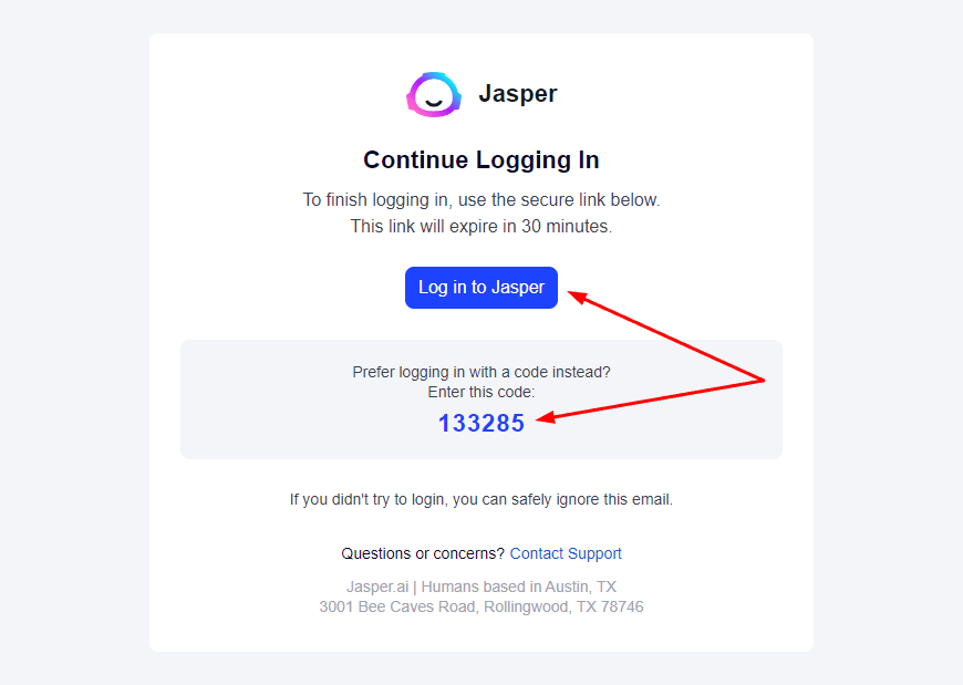 Jasper AI Free Trial Verification Email