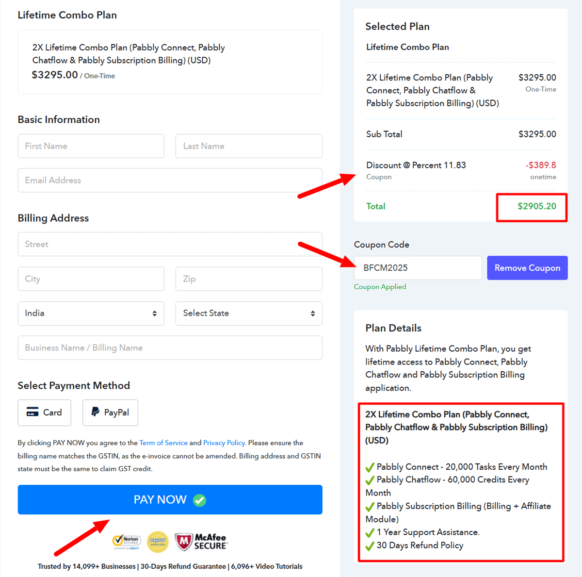 Pabbly Black Friday Sale 2025 Checkout Page and Discount