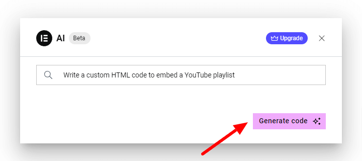 Elementor AI Prompt for Custom HTML Code for Embedding a YouTube Playlist