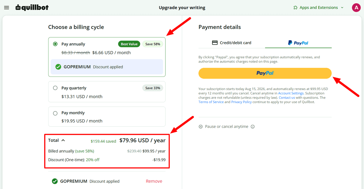 QuillBot Discount Code GOPREMIUM