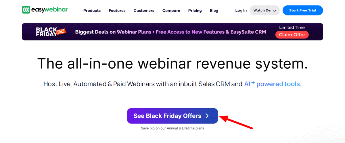 EasyWebinar Black Friday Sale Landing Page