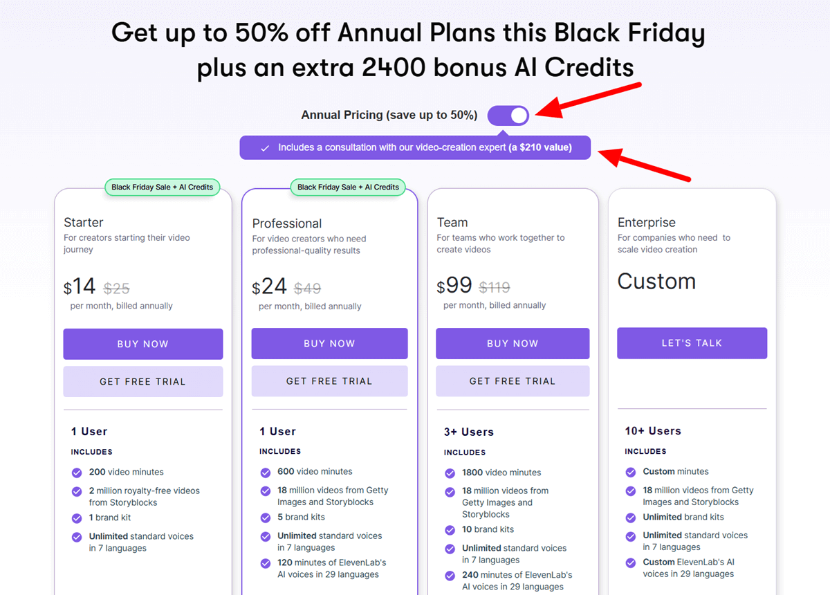 Pictory Black Friday Pricing