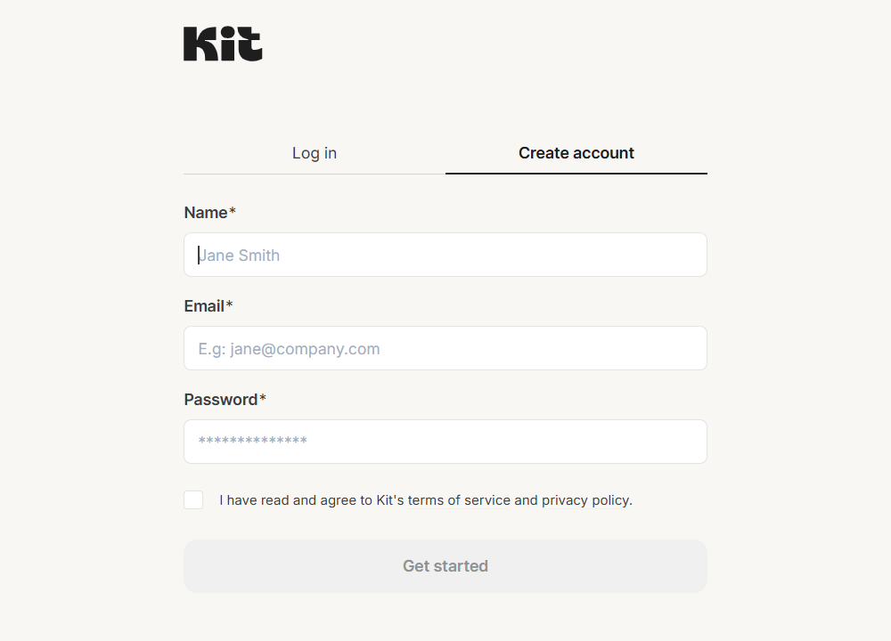 Create a new Kit Account