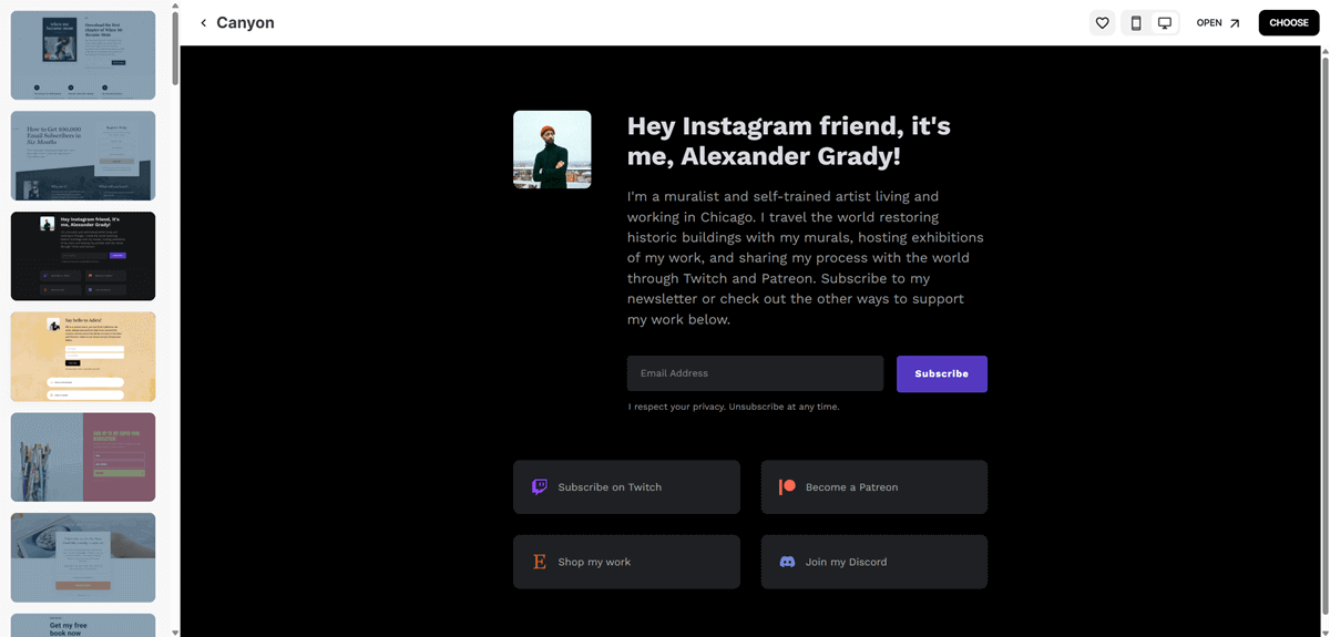 Kit Landing Page Templates