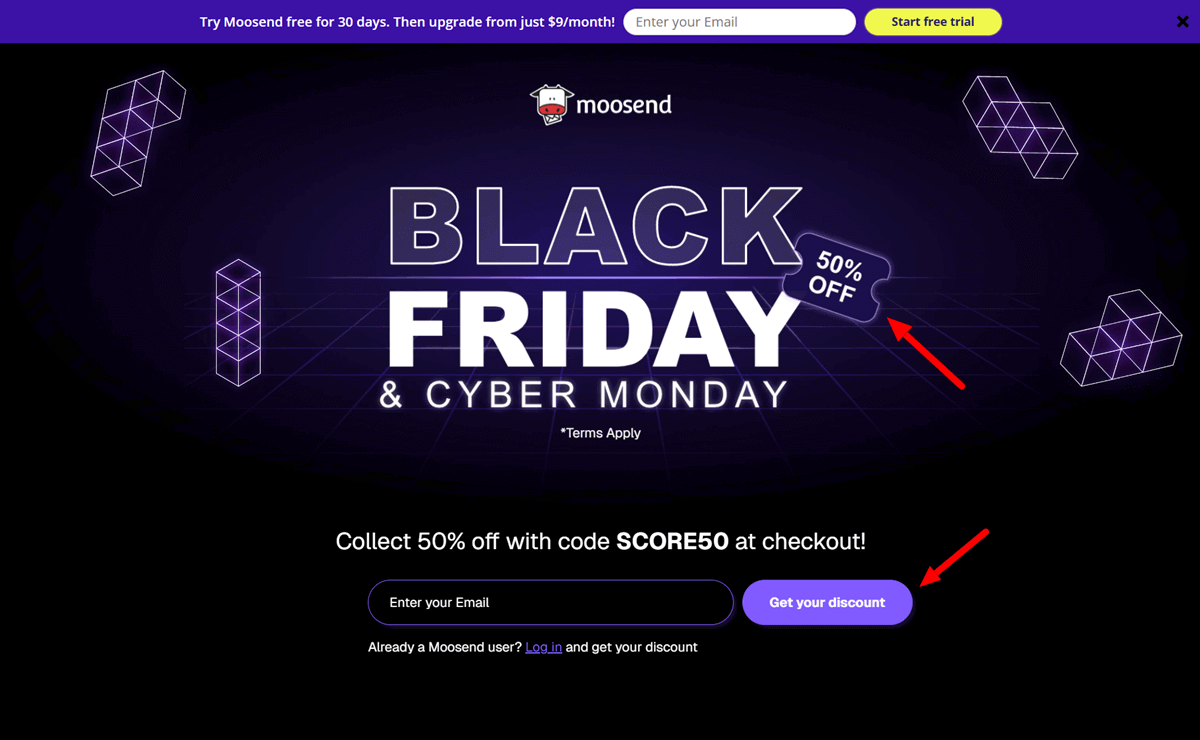Moosend Black Friday Save up to 70 on Annual Plans