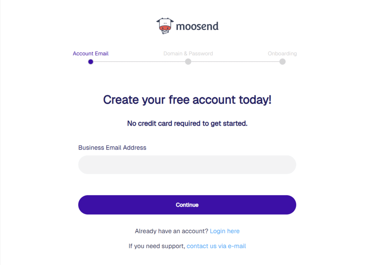 Register with Moosend