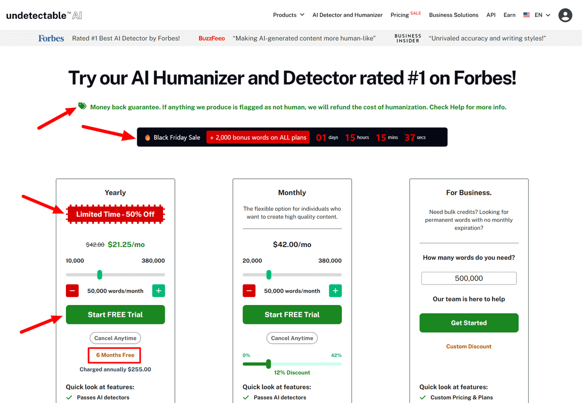Undetectable AI Black Friday Pricing Plans