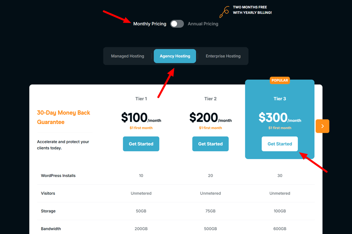 Best Black Friday Web Hosting Deals Rocket.net WordPress Hosting Agency Tier Pricing Plans