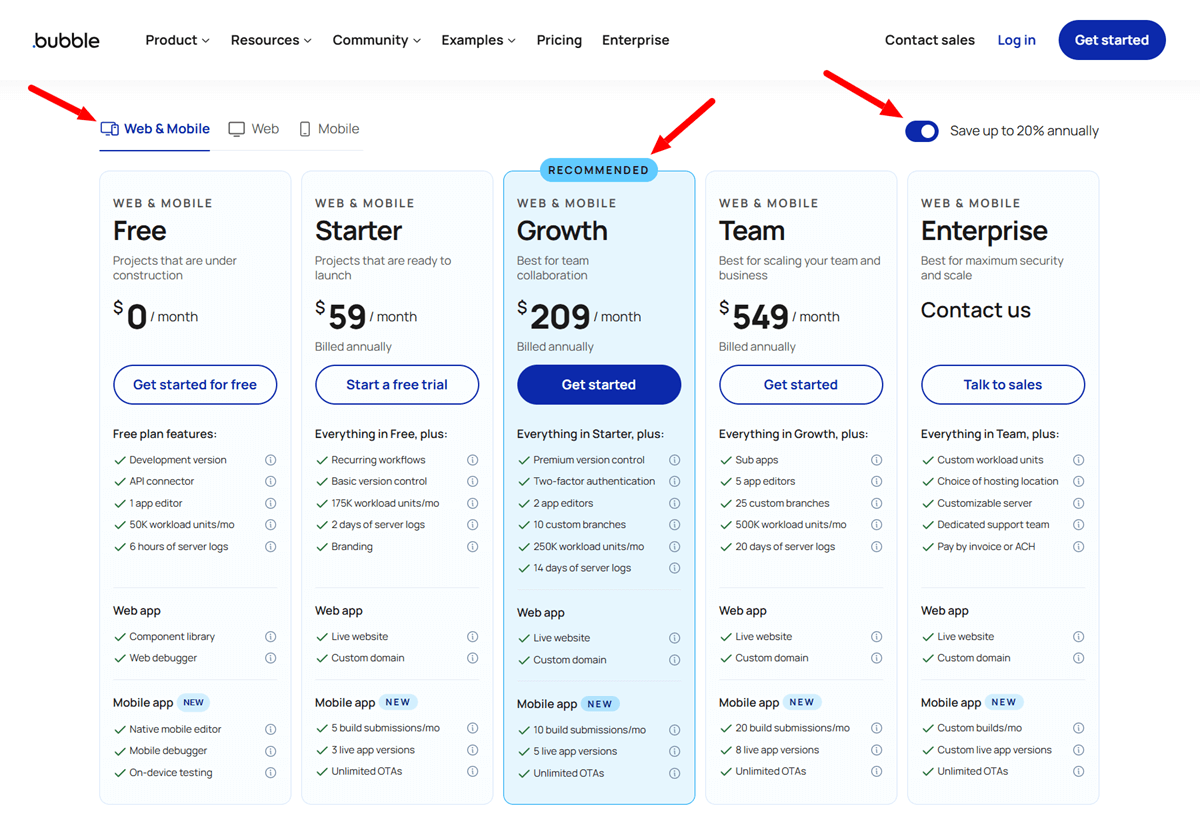 Bubble Black Friday Sale, Bubble.io Black Friday Pricing Page