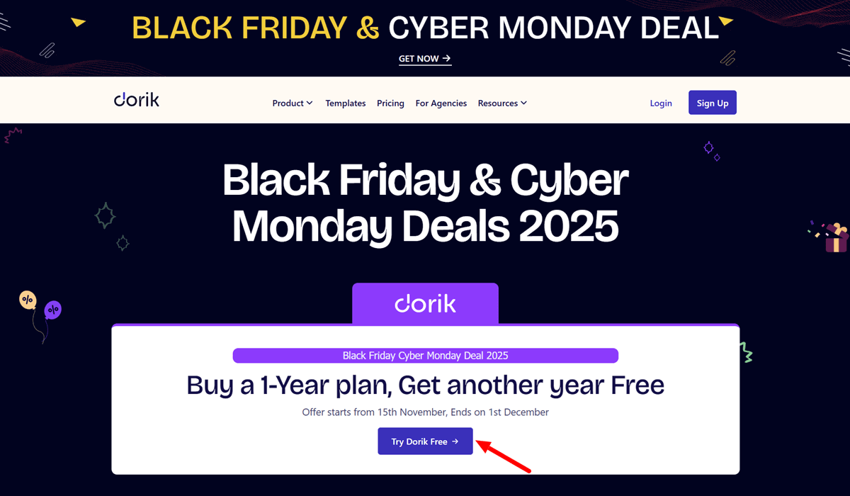 Dorik Black Friday Deals 2025 Buy 1 Year, Get 1 Year Free