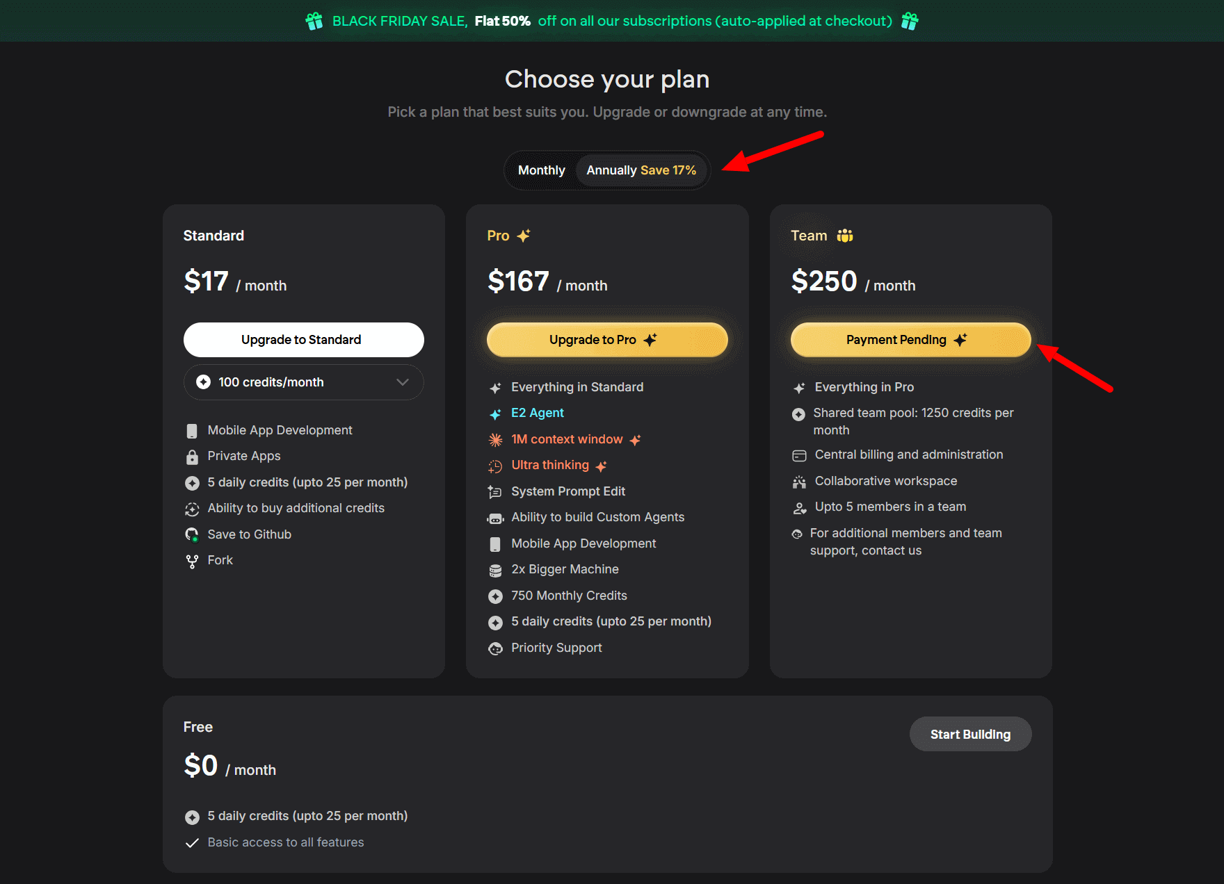 Emergent Black Friday Pricing Plans