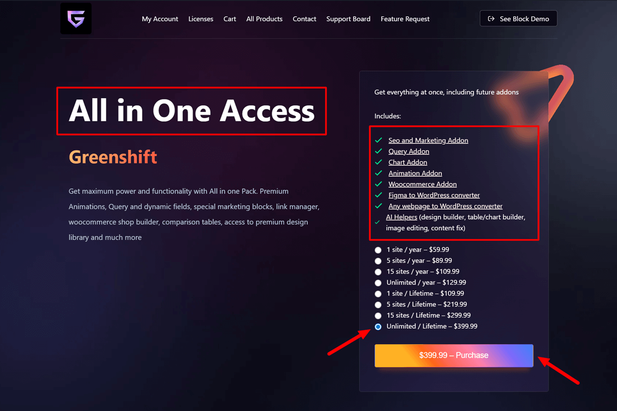 Greenshift Black Friday Sales Page