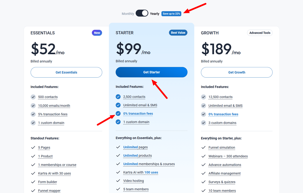 Kartra Black Friday Pricing Plans