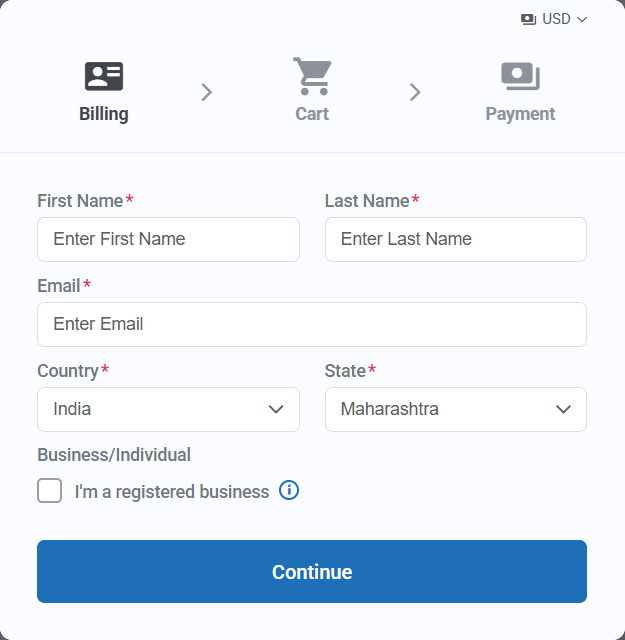 Kartra Checkout Step 1