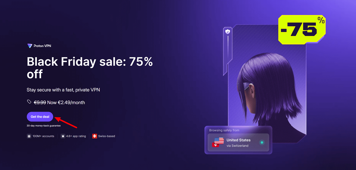 Proton VPN Black Friday Sales Page 2025 75 Off