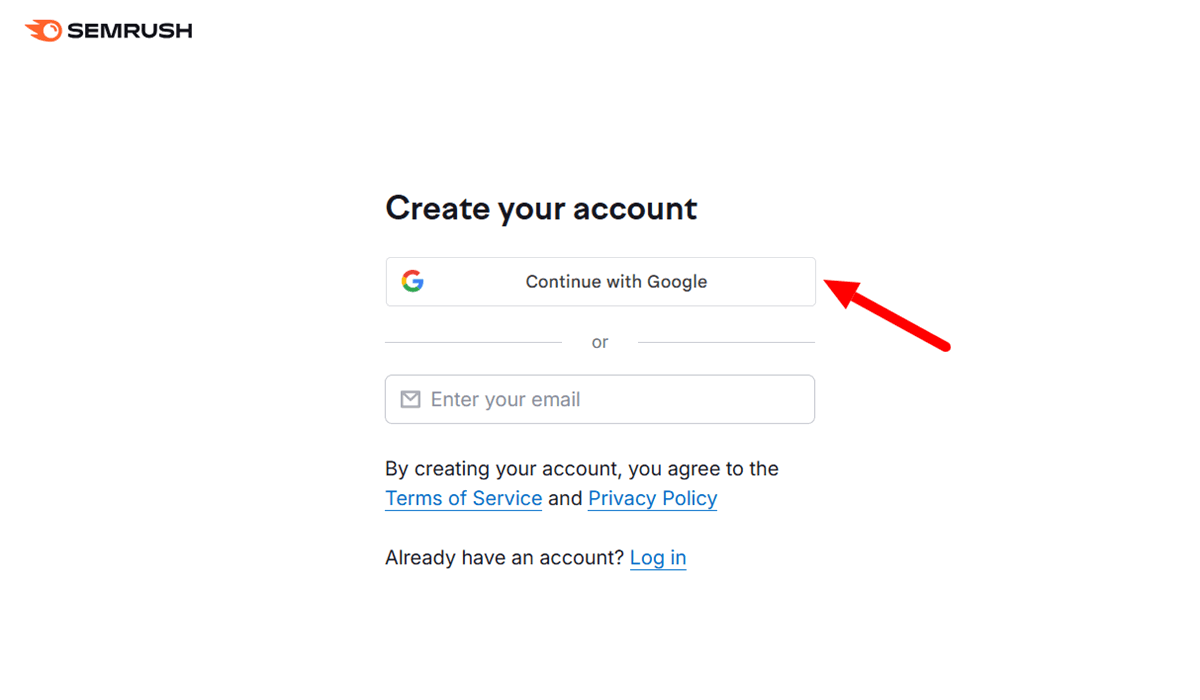 Semrush Create Your Account
