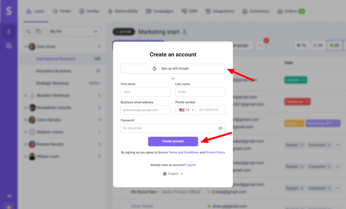 Snov.io Black Friday Deals Create an Account