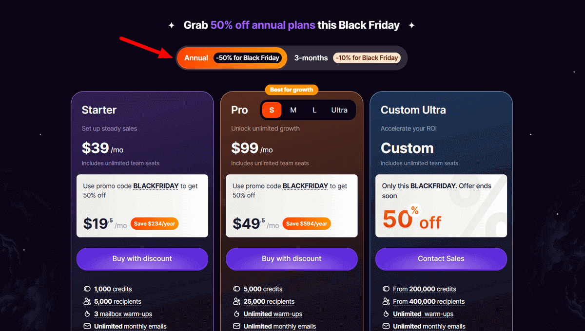 Snov.io Black Friday Sale 2025 Pricing Plans