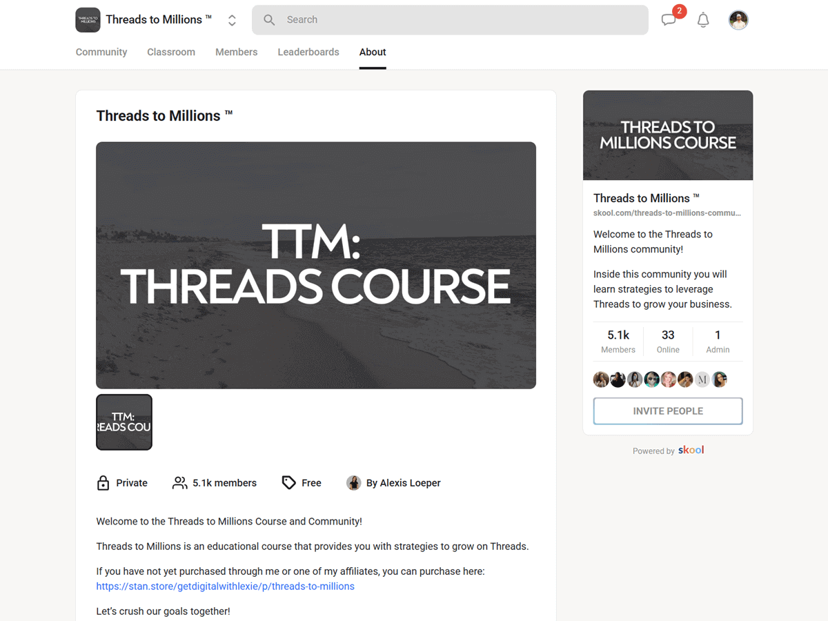 Threads to Millions (TTM) Skool Community