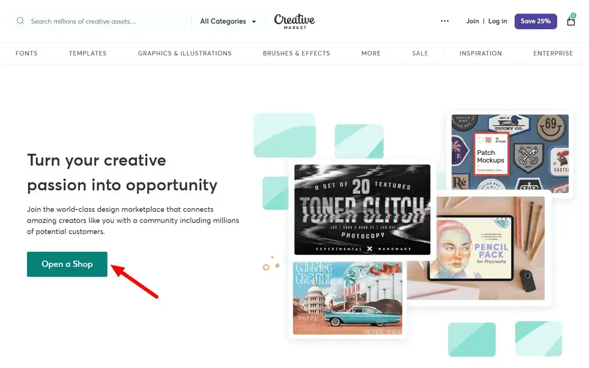 Creative Market Open a Shop to Sell Digital Products Online