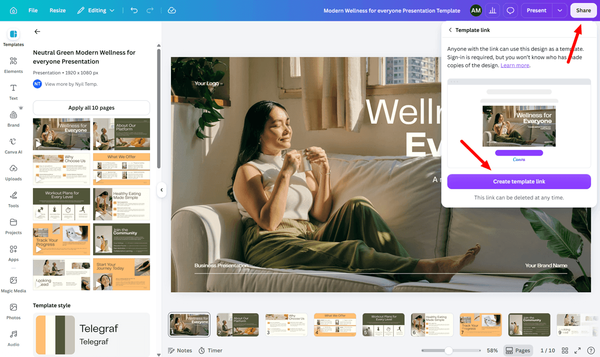Generate your Canva template link