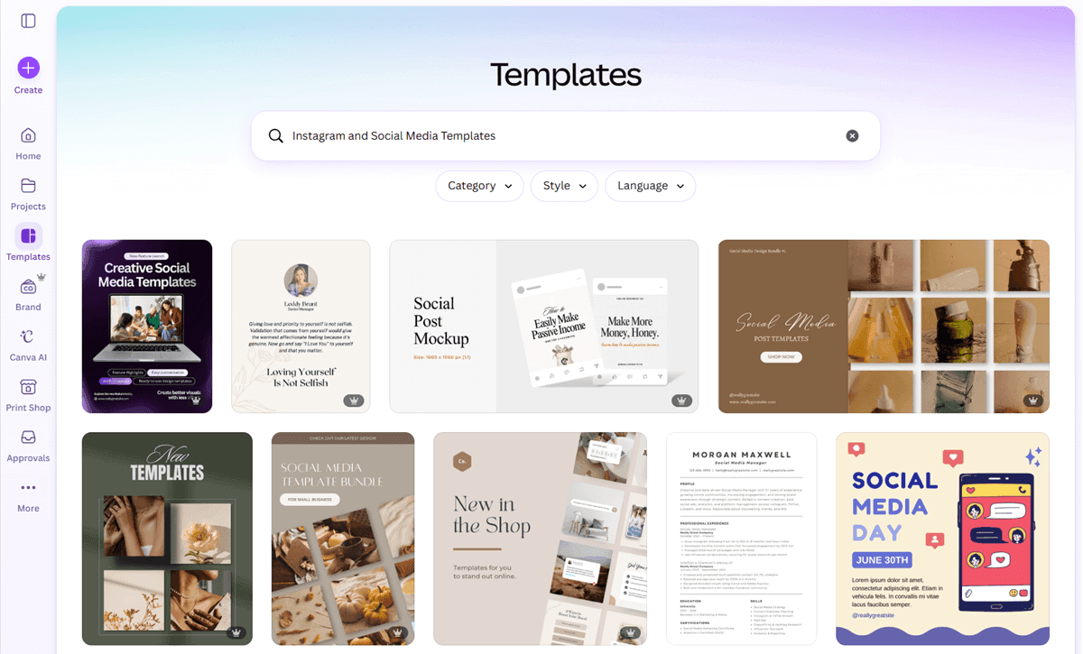Instagram and Social Media Canva Templates